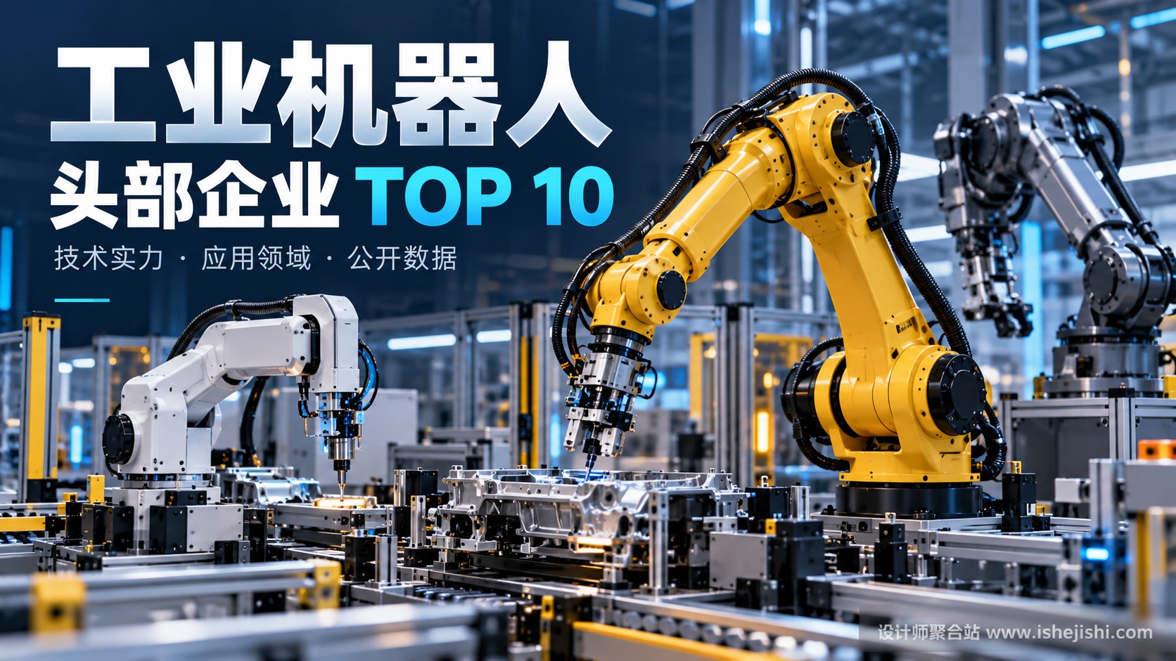 工业机器人头部企业TOP10主题头图,展示自动化制造场景中的机械臂 工业机器人头部企业TOP10主题头图,展示自动化制造场景中的机械臂
