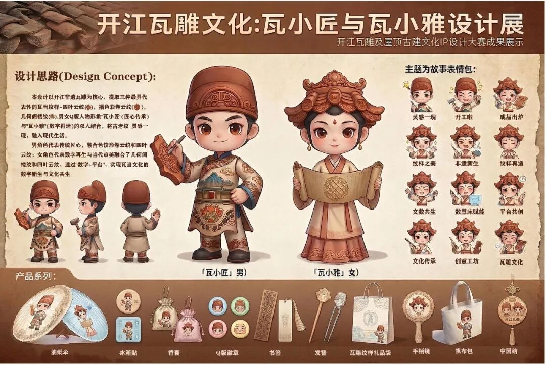 开江瓦雕及屋顶古建文化IP设计大赛获奖名单及作品 · 作品图9