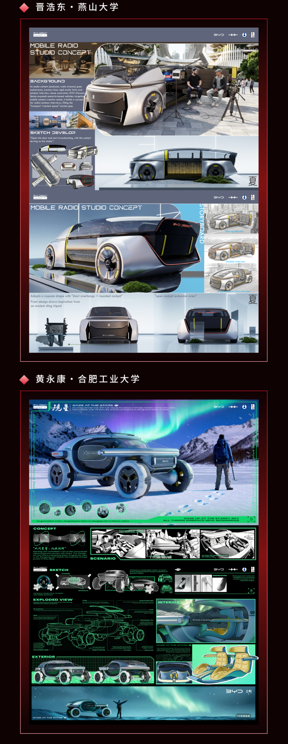 万象朝新,锋芒初绽|2026比亚迪全球汽车设计大赛初赛入围名单及作品 · 作品图3